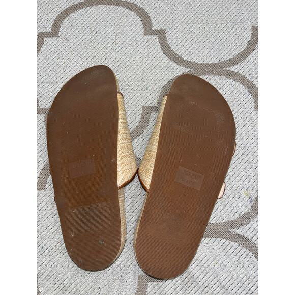 J. Crew Marlow sandals in raffia leather upper slides, size 8.5, style : bx926, - Picture 3 of 9